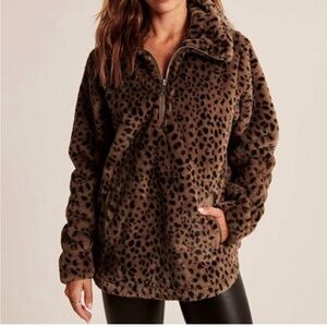 Abercrombie & Fitch Leopard Print Faux Fur pullover